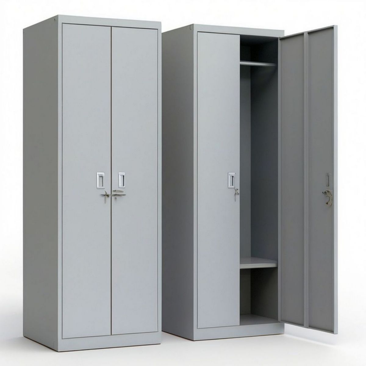 Abschliessbarer Metallschrank mit 2 Türen, Grau, 90 x 45 x 180 cm