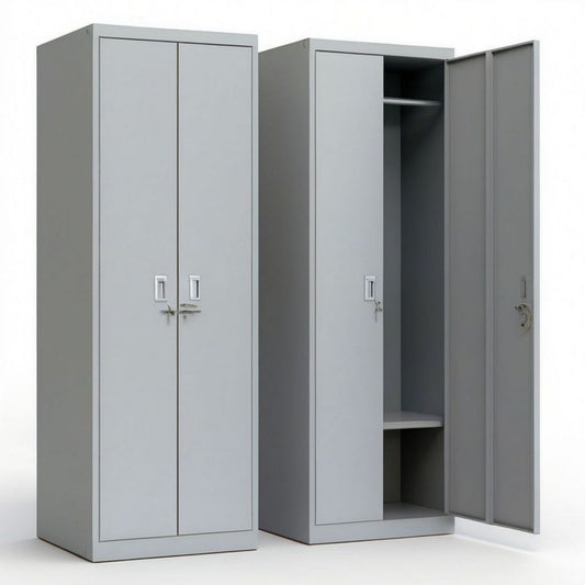 Abschliessbarer Metallschrank mit 2 Türen, Grau, 90 x 45 x 180 cm