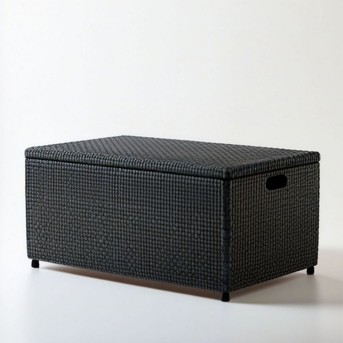 Aufbewahrungstruhe mit Deckel, 80 x 40 x 45 cm, Anthrazit, PE-Rattan und Stahl