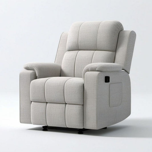 Beiger Relaxsessel mit Liegefunktion, Polyesterbezug, 90 x 95 x 105 cm