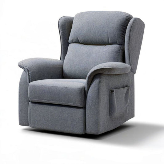 Grauer Ohrensessel aus Polyester mit Seitentasche, 85 x 95 x 105 cm
