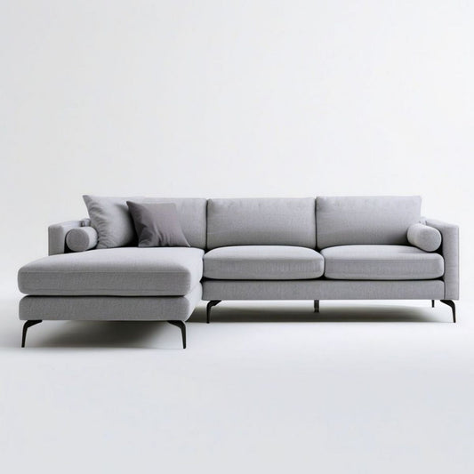 Ecksofa mit linker Recamiere, 3-Sitzer, 270 x 160 x 85 cm, Hellgrau