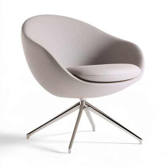 Drehsessel mit Armlehnen in Bouclé, Creme/Silber, 75 × 75 × 79 cm
