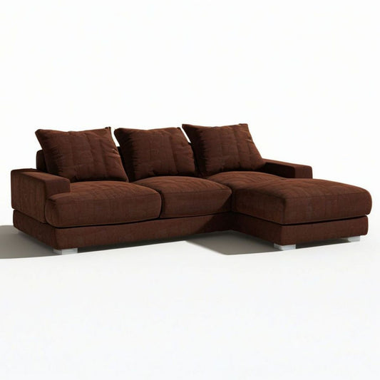 Braunes Ecksofa mit rechter Recamiere, Mikrofaser-Polyester, 260 x 165 x 85 cm
