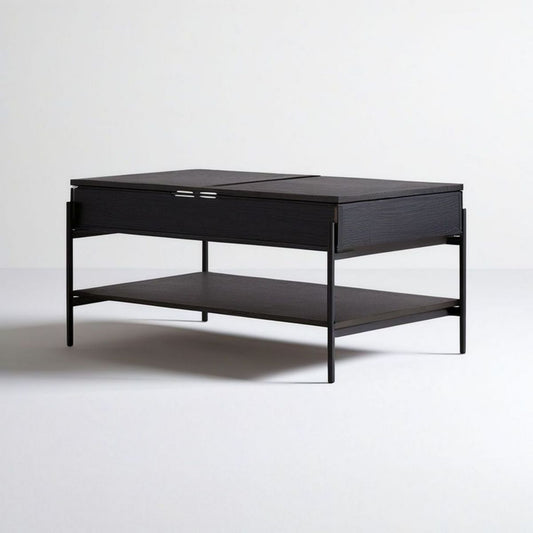 Rechteckiger Wohnzimmertisch 100 x 60 x 45 cm Schwarz mit Schublade und Ablage