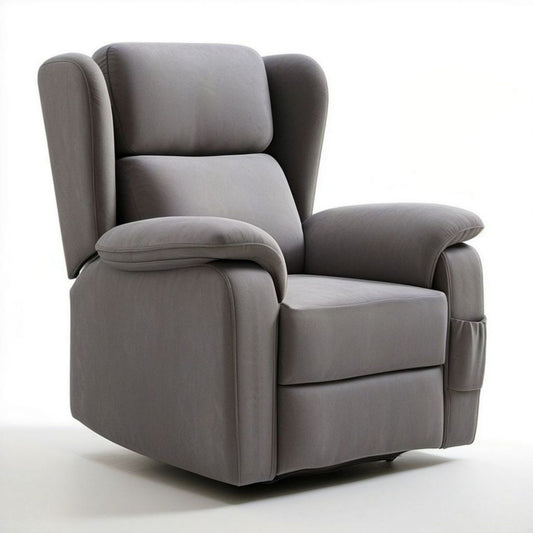 Grauer Ohrensessel aus Mikrofaser, 92 x 95 x 108 cm
