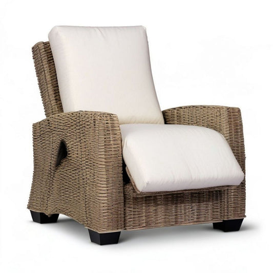 Rattansessel mit Baumwollkissen Naturbraun Creme Schwarz 78 x 90 x 95 cm