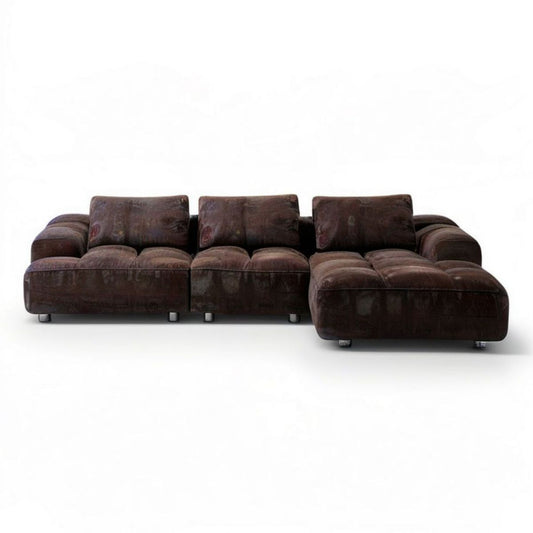 Modulare Wohnlandschaft mit rechter Recamiere, 300 x 170 x 85 cm, Dunkelbraun, Polyester-Mikrofaser