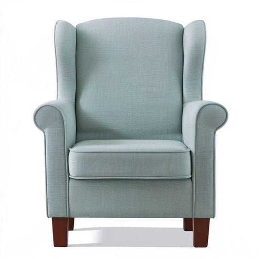 Hellblauer Ohrensessel aus Polyester mit hoher Rückenlehne, 72 x 82 x 110 cm